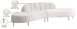 Divine Contemporary 2-Piece Sectional Sofa with Gold Stainless Steel Legs and Deep Channel Tufting