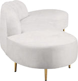 Divine Contemporary 2-Piece Sectional Sofa with Gold Stainless Steel Legs and Deep Channel Tufting