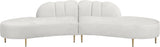 Divine Contemporary 2-Piece Sectional Sofa with Gold Stainless Steel Legs and Deep Channel Tufting