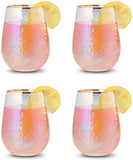 Festive Lustered Iridescent Stemless Wine - Set of 4
