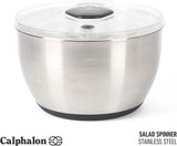 Calphalon Aero 6.3 Qt Stainless Steel Salad Spinner, Fruit Washer, Fruit Washing Bowl with Strainer, Vegetable Cleaner, Salad Cleaner, Lettuce Washer