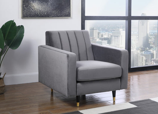 Lola Contemporary Chair - Elegant Channel Tufted Design with Chic Black and Gold Accent Legs
