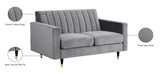 Lola Contemporary Loveseat with Channel Tufting and Elegant Black Legs for Modern Living Spaces