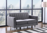 Lola Contemporary Loveseat with Channel Tufting and Elegant Black Legs for Modern Living Spaces
