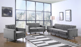 Lola Contemporary Loveseat with Channel Tufting and Elegant Black Legs for Modern Living Spaces