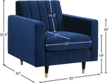 Lola Contemporary Chair - Elegant Channel Tufted Design with Chic Black and Gold Accent Legs