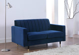 Lola Contemporary Loveseat with Channel Tufting and Elegant Black Legs for Modern Living Spaces