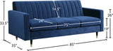 Lola Contemporary Sofa - Stylish Channel Tufted Design with Elegant Black Legs and Gold Tips
