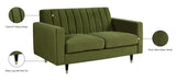Lola Contemporary Loveseat with Channel Tufting and Elegant Black Legs for Modern Living Spaces