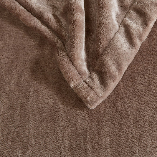 Heated Microlight Plush Electric Bedding Blanket, Brown