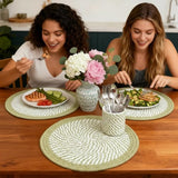 Melange Green & White Braided Cotton Placemat set of 6