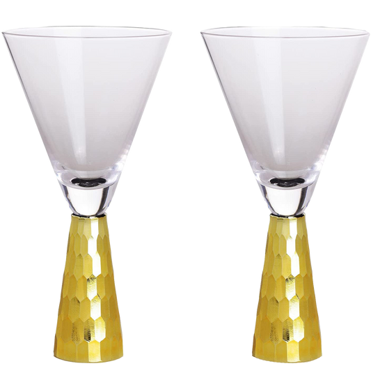 Set of 2 Elegant Gold Funnel Shaped Cocktail - 8oz