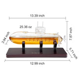 Submarine Whiskey & Wine Decanter Set - Wood Base 25oz