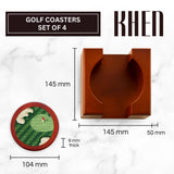 Khen Golf Hand-Stitched Needlepoint Coasters - Set of 4
