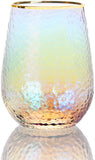 Festive Lustered Iridescent Stemless Wine - Set of 4