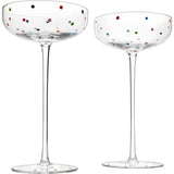 Polka Dot Champagne Coupe Glasses Set of 2 8.8 oz