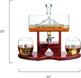 Whiskey Decanter Set - 1250ml Ship & 2 Whiskey Glasses