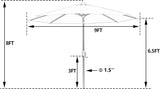 PATIO TREE 9Ft Round Cabana Stripe Market Umbrella with Sunbrella® Fabric (Seville Seaside)