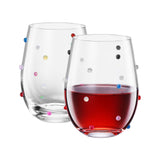 Confetti Stemless Wine Glasses Set of 2, 18.6oz