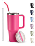 Kook 40 oz Stainless Steel Tumbler, Straw & Handle