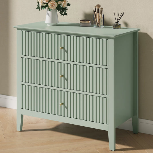 Fluted 3 Drawer Dresser with Painted Surface