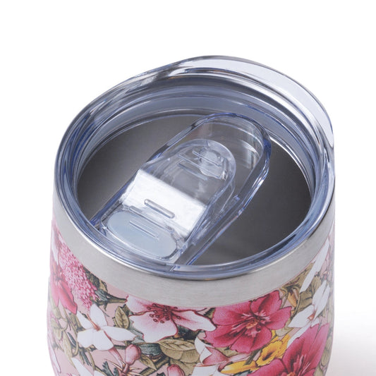 Pink Floral Bouquet Wine Tumbler 10 oz