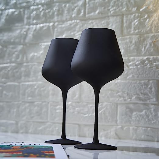 Matte Black Crystal Wine Glass - Set of 2 - Large 20 oz