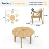 6-Person All Weather Acacia Wood Outdoor Dining Set with Water-Resistant Cushions and Umbrella Hole