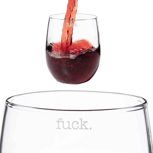 F*CK Wine Glass Single Set, Large 11 oz Glasses (Stemless)
