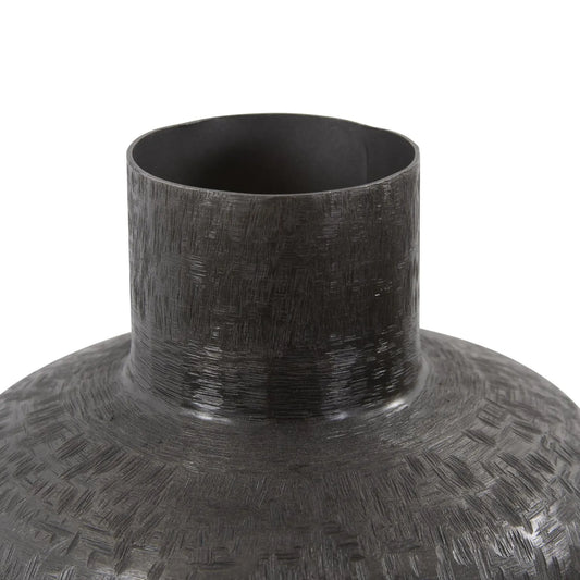 Etched Crossways Short Neck Bottle Vase- Medium