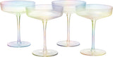 Ribbed Coupe Cocktail Glasses 8 oz | Set of 4 (Iridescent)