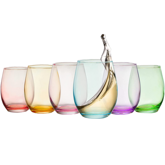 Colored Wine Glass Set, Large 12 oz Glasses Set of 6