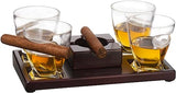 The Wine Savant Cigar Glasses Tray & Ash Tray, 4 Whiskey Cigar Glasses