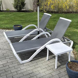 PURPLE LEAF Patio Chaise Lounge Chair Outdoor Plastic Textilene Sun Bathing Recliner Tanning Pool Lounger with 6 Adjustable Position for Outside Beach in-Pool Lawn Poolside