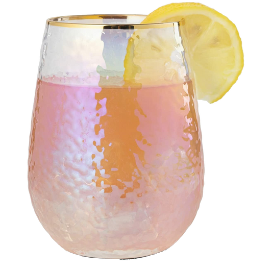 Festive Lustered Iridescent Stemless Wine - Set of 4