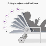 PURPLE LEAF Outdoor Chaise Lounge Chairs Set of 2 White Aluminum Lounge Chair Five-Position Adjustable Chaise with Wheels and Table for Pool Deck Patio
