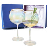 Iridescent Lustered Hammered Wine Glasses - Set of 2