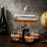 Wine & Whiskey Decanter Set 1100ml with 4 Whiskey Glasses