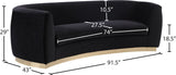 Julian Contemporary Sofa with Gold Stainless Steel Trim - Luxurious Curved Back Design for Style