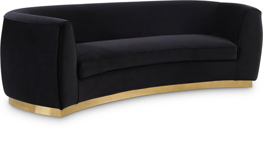 Julian Contemporary Sofa with Gold Stainless Steel Trim - Luxurious Curved Back Design for Style