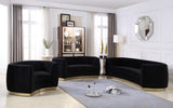 Julian Contemporary Sofa with Gold Stainless Steel Trim - Luxurious Curved Back Design for Style