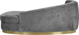 Julian Contemporary Chaise: Luxurious Velvet Design with Gold Stainless Steel Base for Modern Spaces