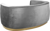 Julian Contemporary Loveseat - Luxurious Velvet Design with Stunning Gold Stainless Steel Accents