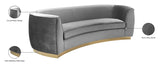 Julian Contemporary Sofa with Gold Stainless Steel Trim - Luxurious Curved Back Design for Style