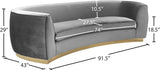 Julian Contemporary Sofa with Gold Stainless Steel Trim - Luxurious Curved Back Design for Style