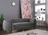 Julian Contemporary Sofa with Gold Stainless Steel Trim - Luxurious Curved Back Design for Style