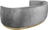 Julian Contemporary Sofa with Gold Stainless Steel Trim - Luxurious Curved Back Design for Style