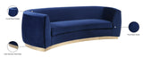 Julian Contemporary Sofa with Gold Stainless Steel Trim - Luxurious Curved Back Design for Style