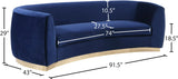 Julian Contemporary Sofa with Gold Stainless Steel Trim - Luxurious Curved Back Design for Style