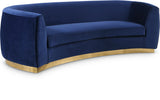 Julian Contemporary Sofa with Gold Stainless Steel Trim - Luxurious Curved Back Design for Style
